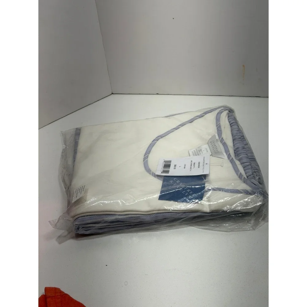 Crabtree & Evelyn Womens 2PC Stripe Knit‎ Pajama Set White Blue Cotton Large NEW